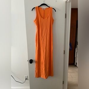 Pink Blush Orange Sleeveless Ribbed Maternity Maxi Dress